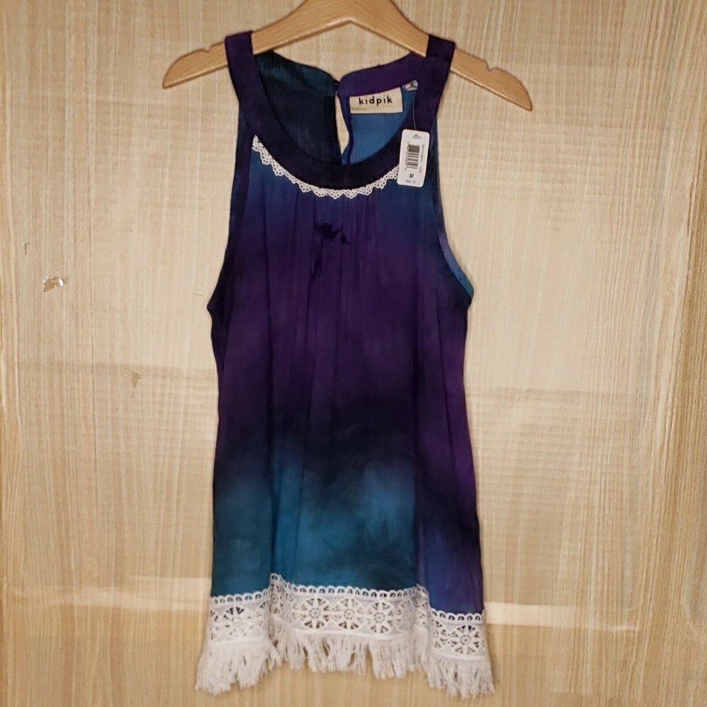 Kidpik Girls Tie Dye Sleeveless Tunic With Fringe